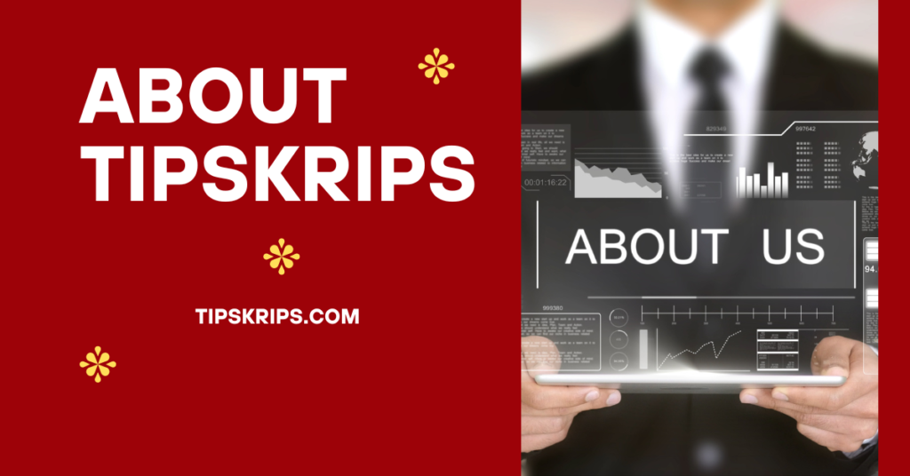 About tipskrips with red background and a suited man