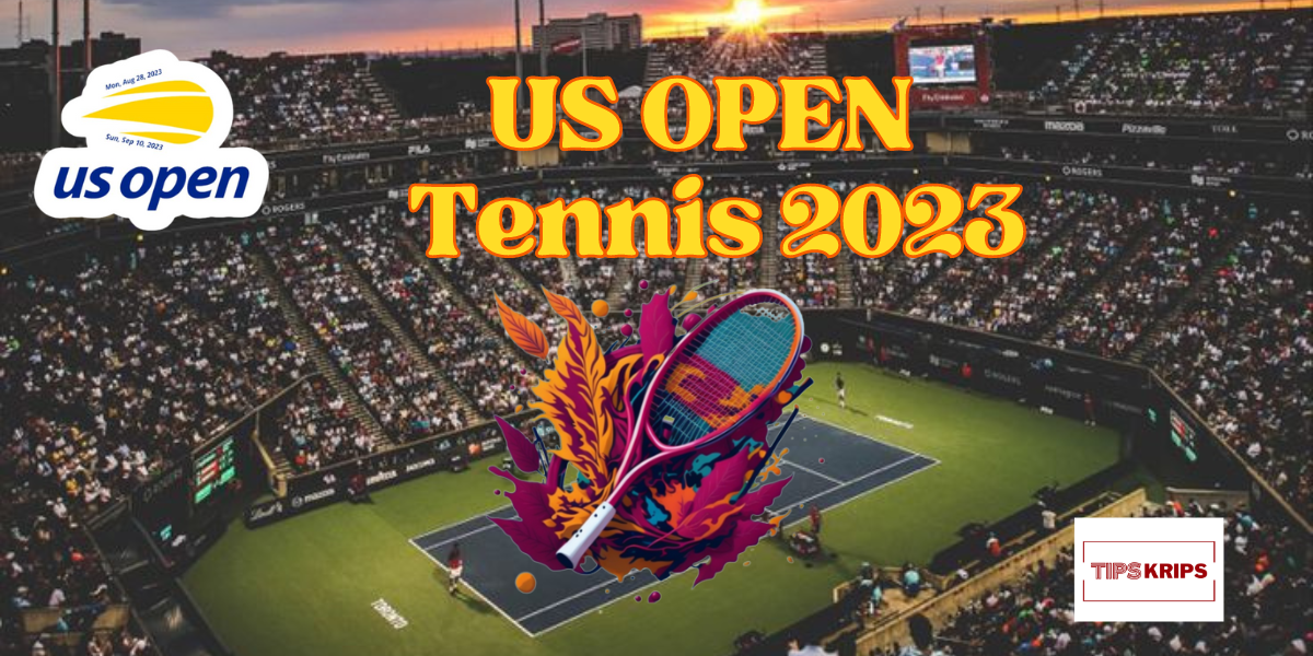 us open tennis 2023 written o tennis ground with logo of tips krips